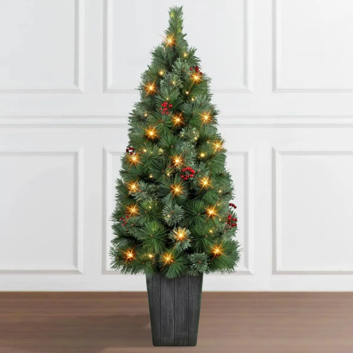 Puleo International 4' Potted Cascade Pine Tree With Plastic Pot Discount