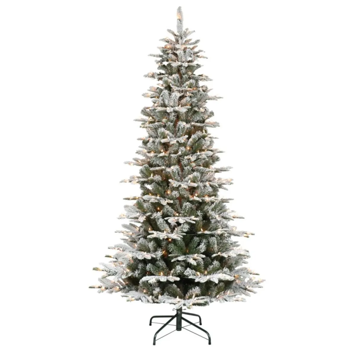 Puleo International 6.5' Pre-Lit Slim Flock Aspen Fir Christmas Tree Clearance