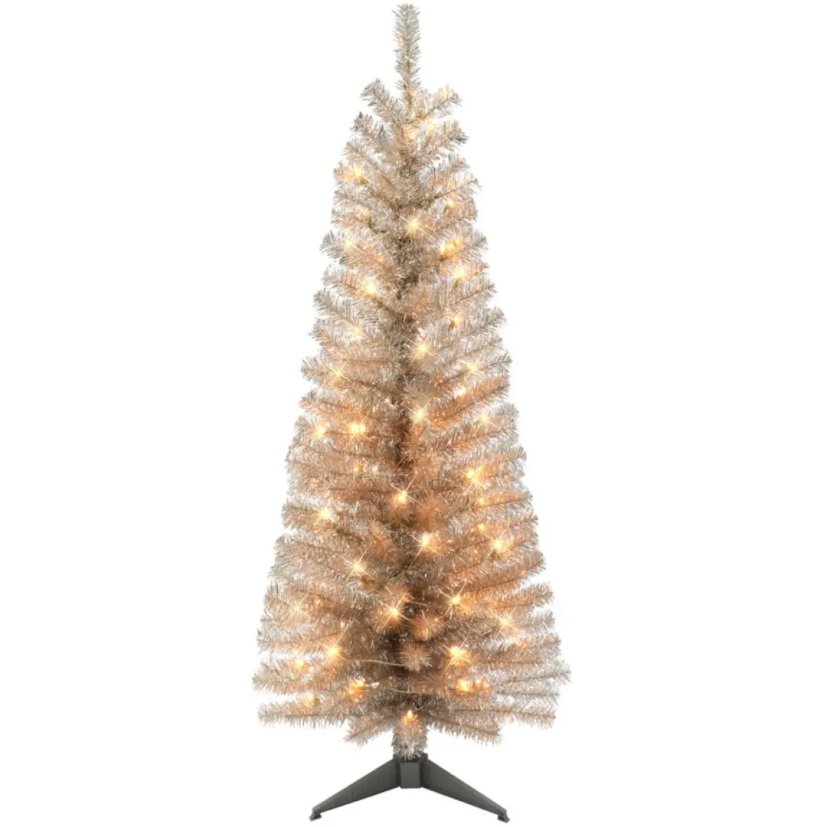 Puelo International Puleo International 4.5' Pre-Lit Rose Gold Tinsel Tree 70 Clear Lights Outlet