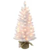 Puelo International Puleo International 3' Pre-Lit White Tree W/ 50 Lights & Burlap Base