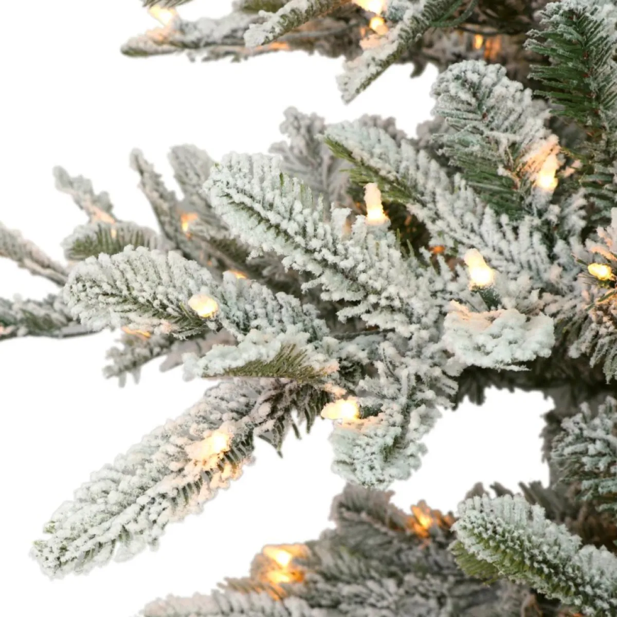 Puleo International 7.5' Pre-Lit Flocked Aspen Fir Tree Sale