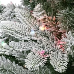 Puleo International 7.5' Pre-Lit Flocked Aspen Fir Tree Sale