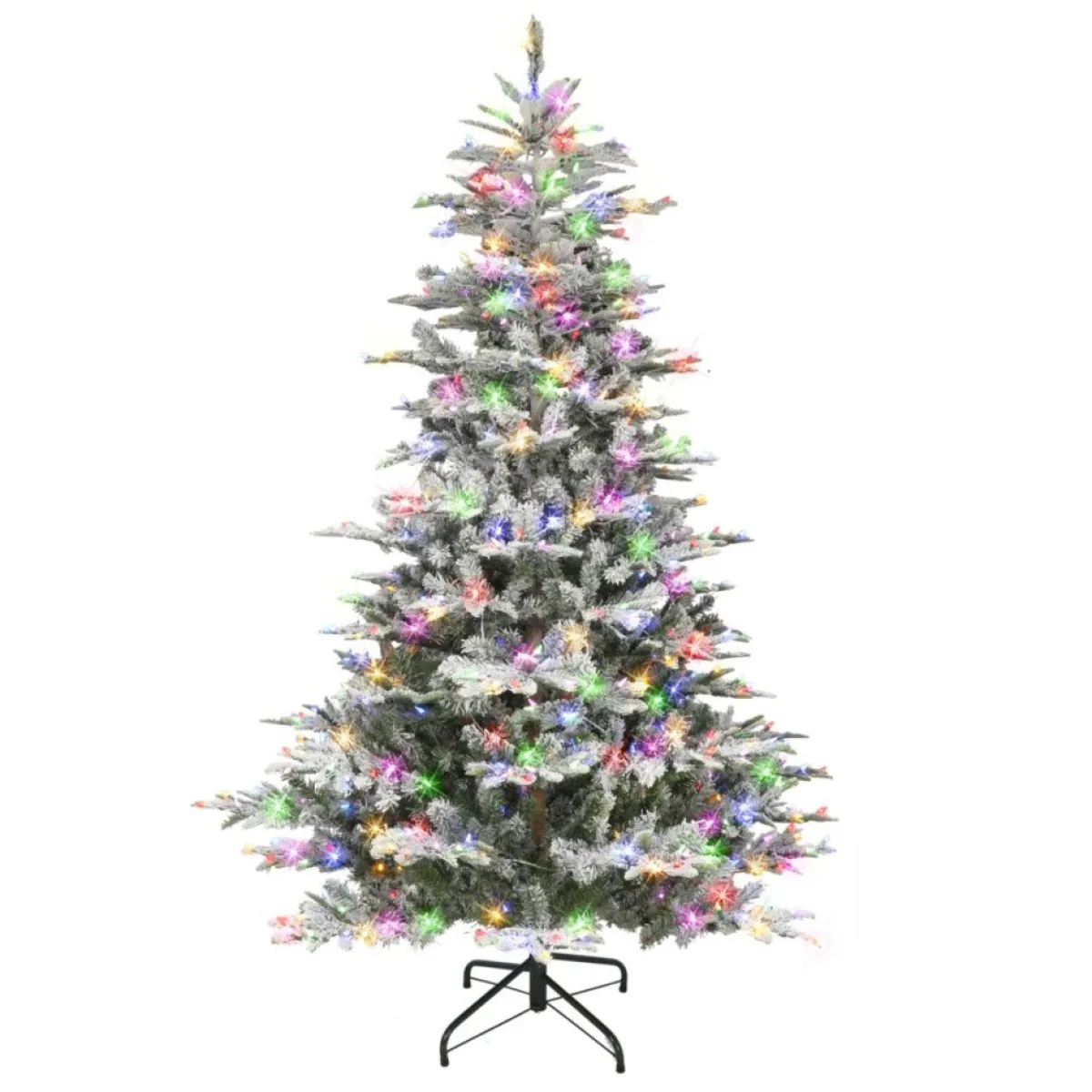 Puleo International 7.5' Pre-Lit Flocked Aspen Fir Tree Sale