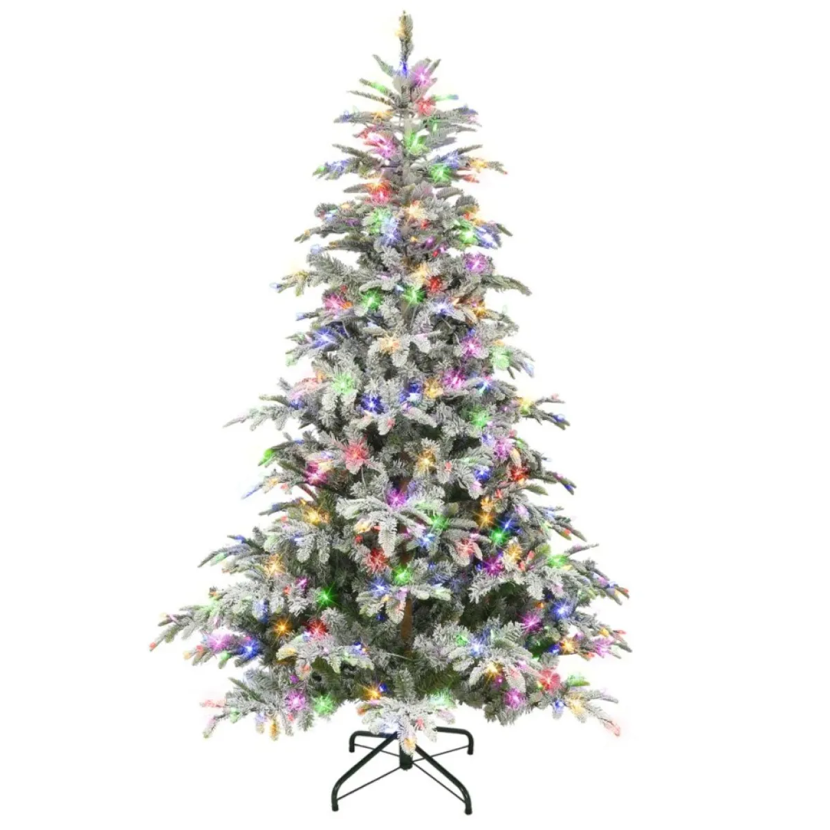 Puleo International 7.5' Pre-Lit Flocked Aspen Fir Tree Sale