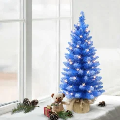 Puelo International Puleo International 3' Pre-Lit Fashion Blue Tree In Burlap Sale