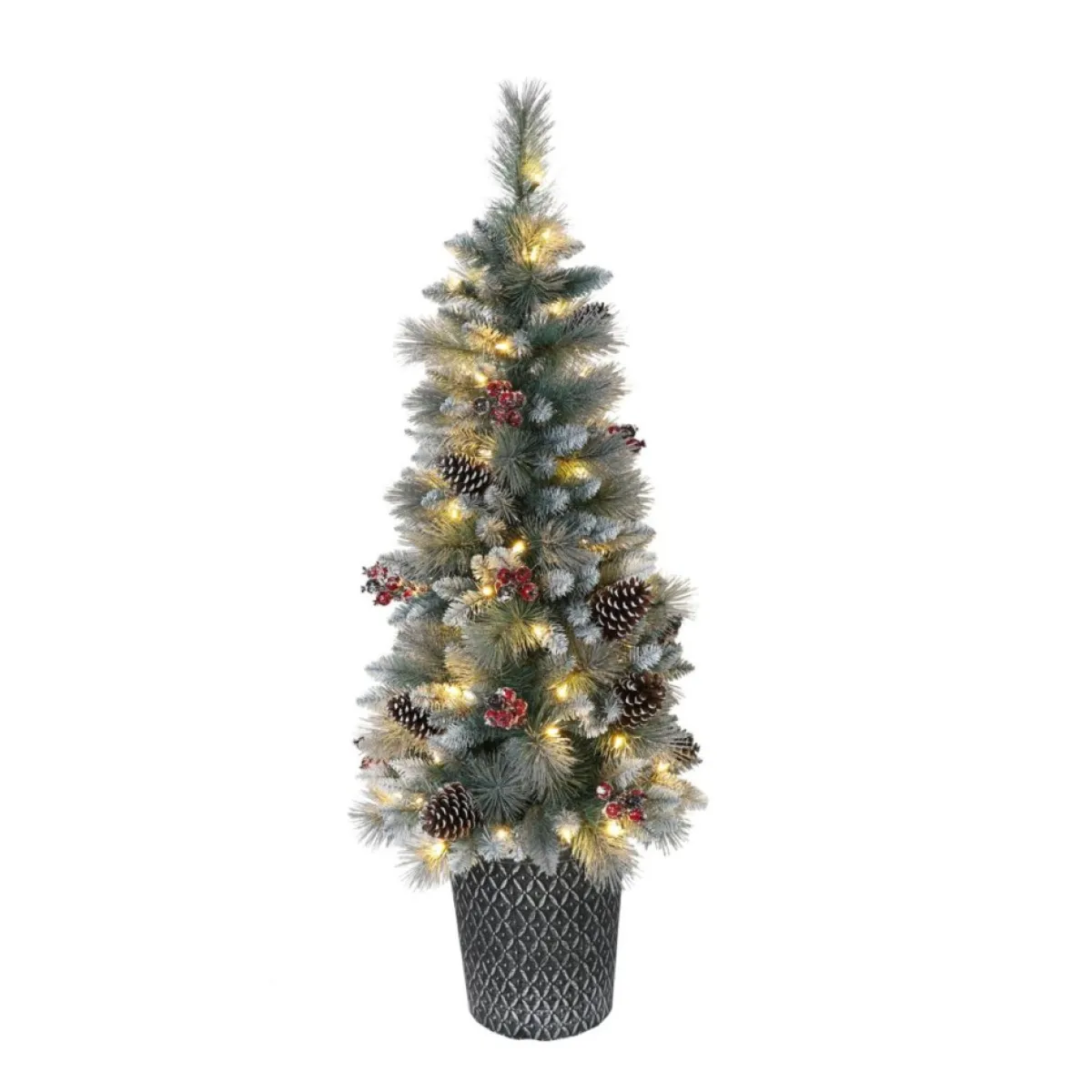 Puleo International 4.5' Pre-Lit Potted Glitter Premium Pine Tree Online