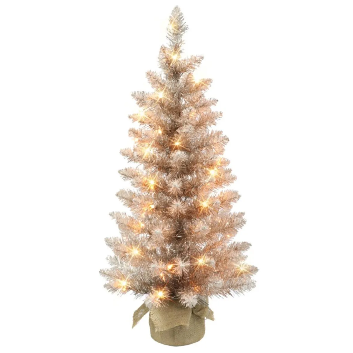Puelo International Puleo International 3' Pre-Lit Rose Gold Tree 50 Lights Burlap Base Outlet