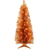 Puelo International Puleo International 4.5' Pre-Lit Orange Tinsel Tree W/ 70 Clear Lights Best