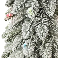 Puelo International Puleo International 6' Pre-Lit Flocked Pencil Tree 100 Colored Lights