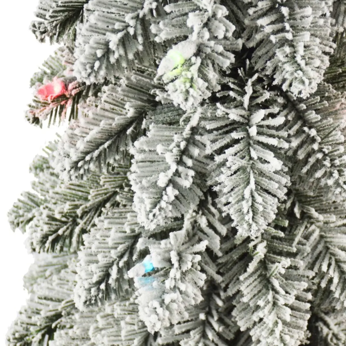 Puelo International Puleo International 6' Pre-Lit Flocked Pencil Tree 100 Colored Lights