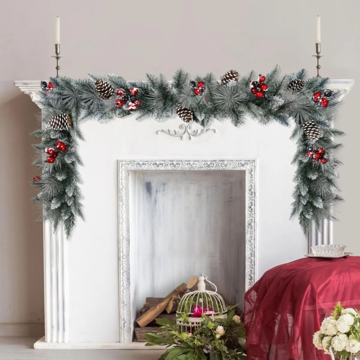 Puleo International 9' Sterling Pine Garland With Silver Glitter Online