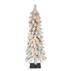 Puleo International Flocked Alpine Pencil Artificial Christmas Tree Best
