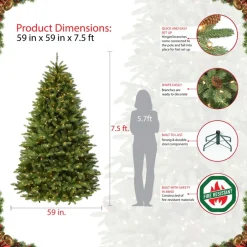 Puleo International Puleo Intl. 7.5' Pre-Lit Franklin Fir Grand Artificial Christmas Tree Sale