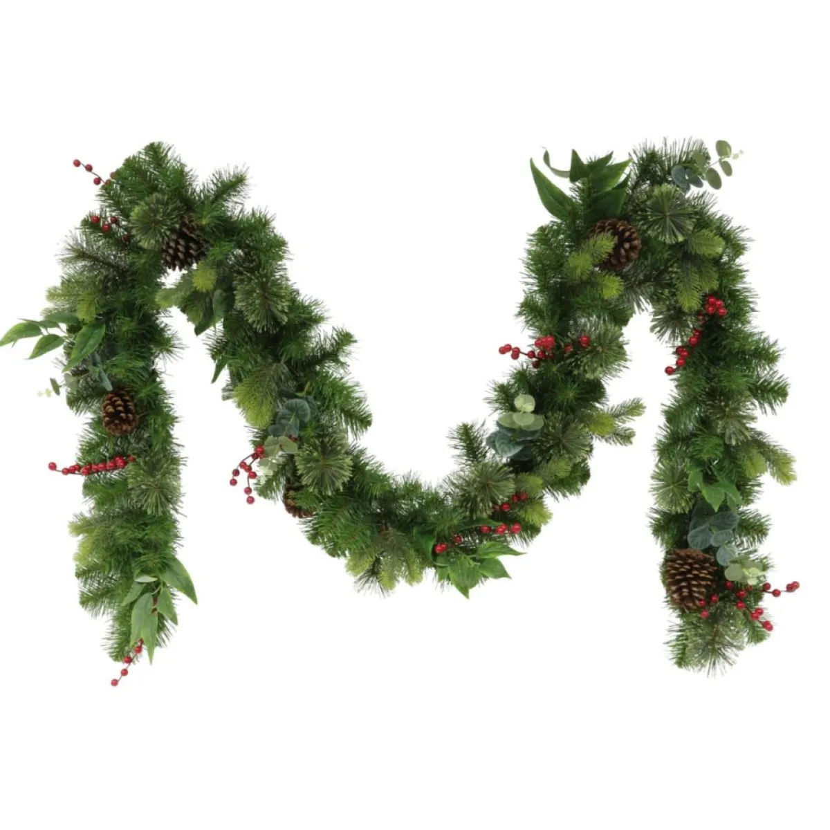 Puleo International Puleo Intl. 9' X 10" Decorated Christmas Garland With 180 Tips, Green Hot
