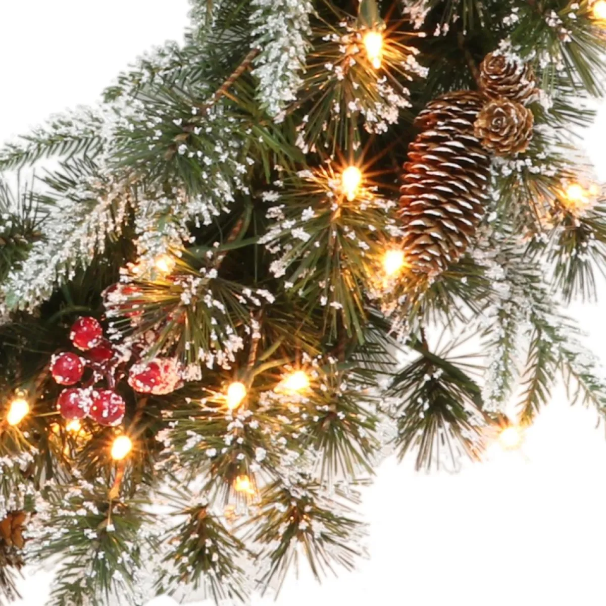 Puleo International Puleo Intl. Pre-Lit 24" Decorated Christmas Wreath W/ 50 Lights, Green