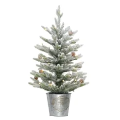 Puleo International Puleo Intl. Prelit 2' Table Top Artificial Christmas Tree In Metal Pot New