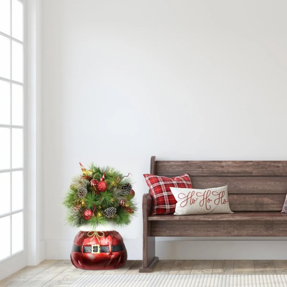 Puleo International Puleo Intl. Pre-Lit Decorated 3' Artificial Christmas Bush In Sac Base Outlet