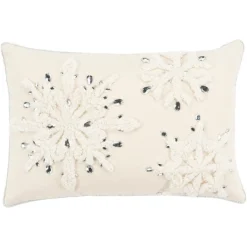 Rizzy Home Christmas Snowflakes With Mirrored Accents 14"X20" Pillow Best
