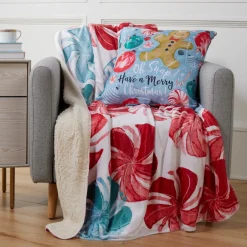 Sara B . Christmas Sweets Throw & Pillow Set New