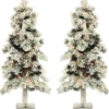 Fraiser Hill Farms Set Of Snowy Alpine Trees With Clear Lights New