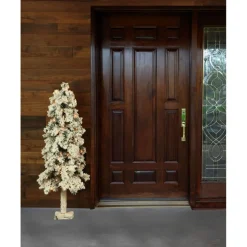 Fraiser Hill Farms Set Of Snowy Alpine Trees With Clear Lights New