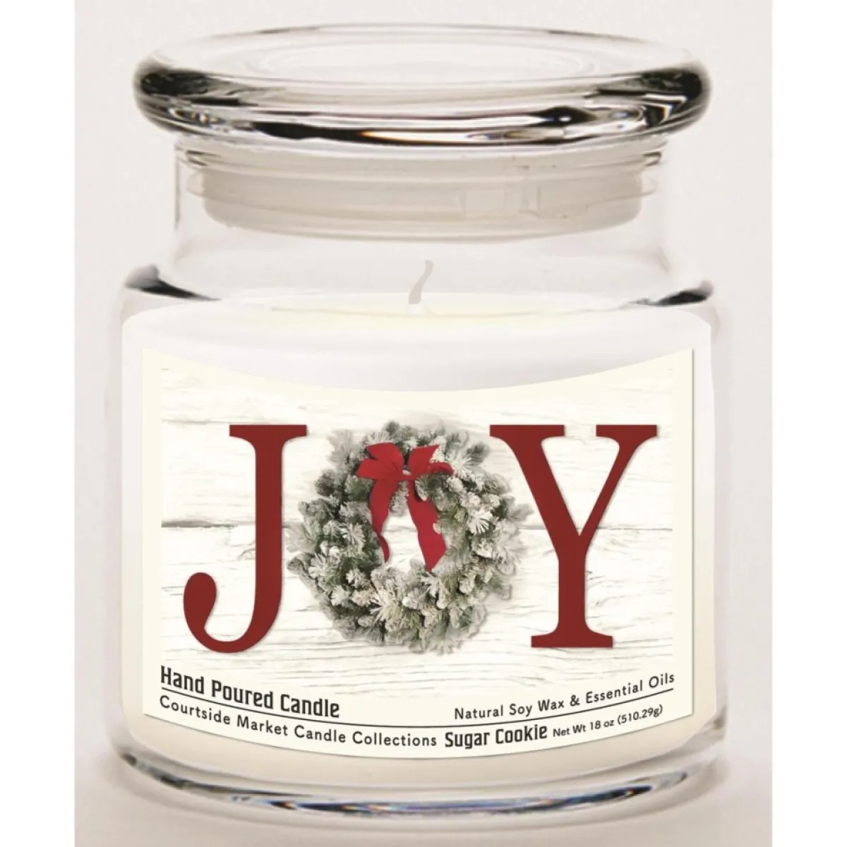 Courtside Market Soy Wax Candle With Essential Oils + Glass Lid - Christmas Joy Sale
