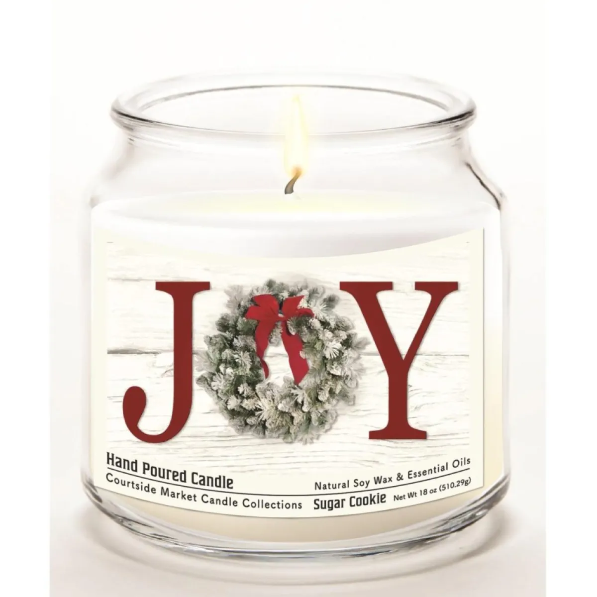 Courtside Market Soy Wax Candle With Essential Oils + Glass Lid - Christmas Joy Sale