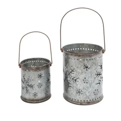 Gerson The Companies 2Pc Nesting Metal Galvanized Snowflake Luminaries Best
