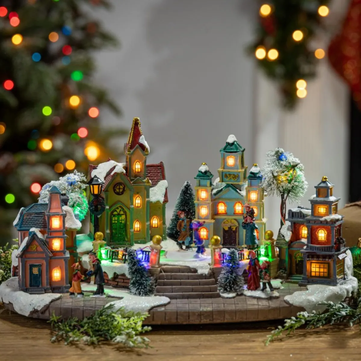 Gerson The Company 15.35" Electric Lighted Musical Holiday Village Online