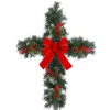 Gerson The Company 24" Greenery Cross W/ Red Berries & Red Bow Stake New