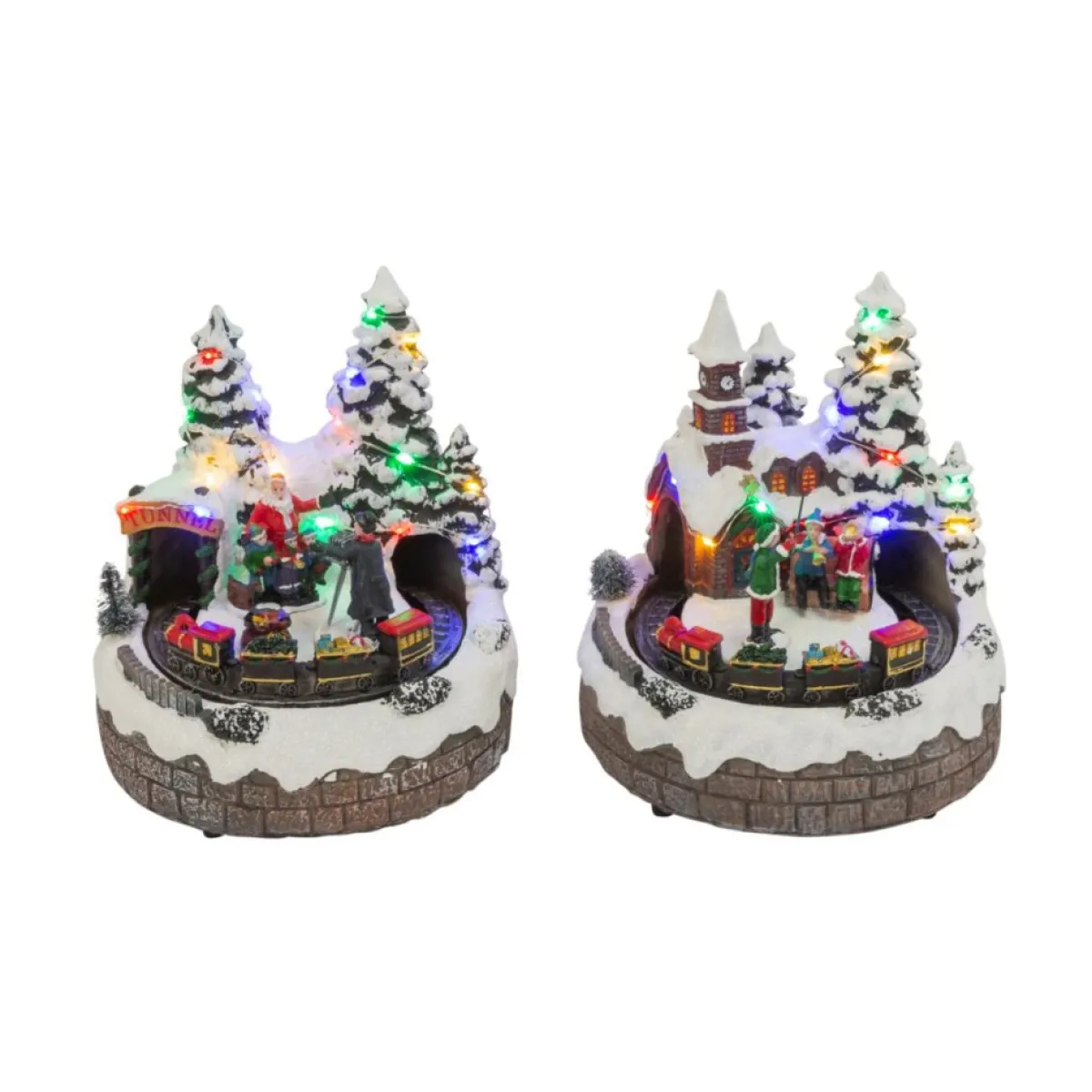 Gerson The Company 7.5" 2-Pack Musical Village W/ Moving Train & Timer
