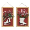 Gerson The Company 23" Skate & Floral Wood Holiday Wall Signs Set Of 2 Discount