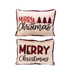 Gerson The Company 2Pk 20"L Fabric Embroidered Merry Christmas Pillow New