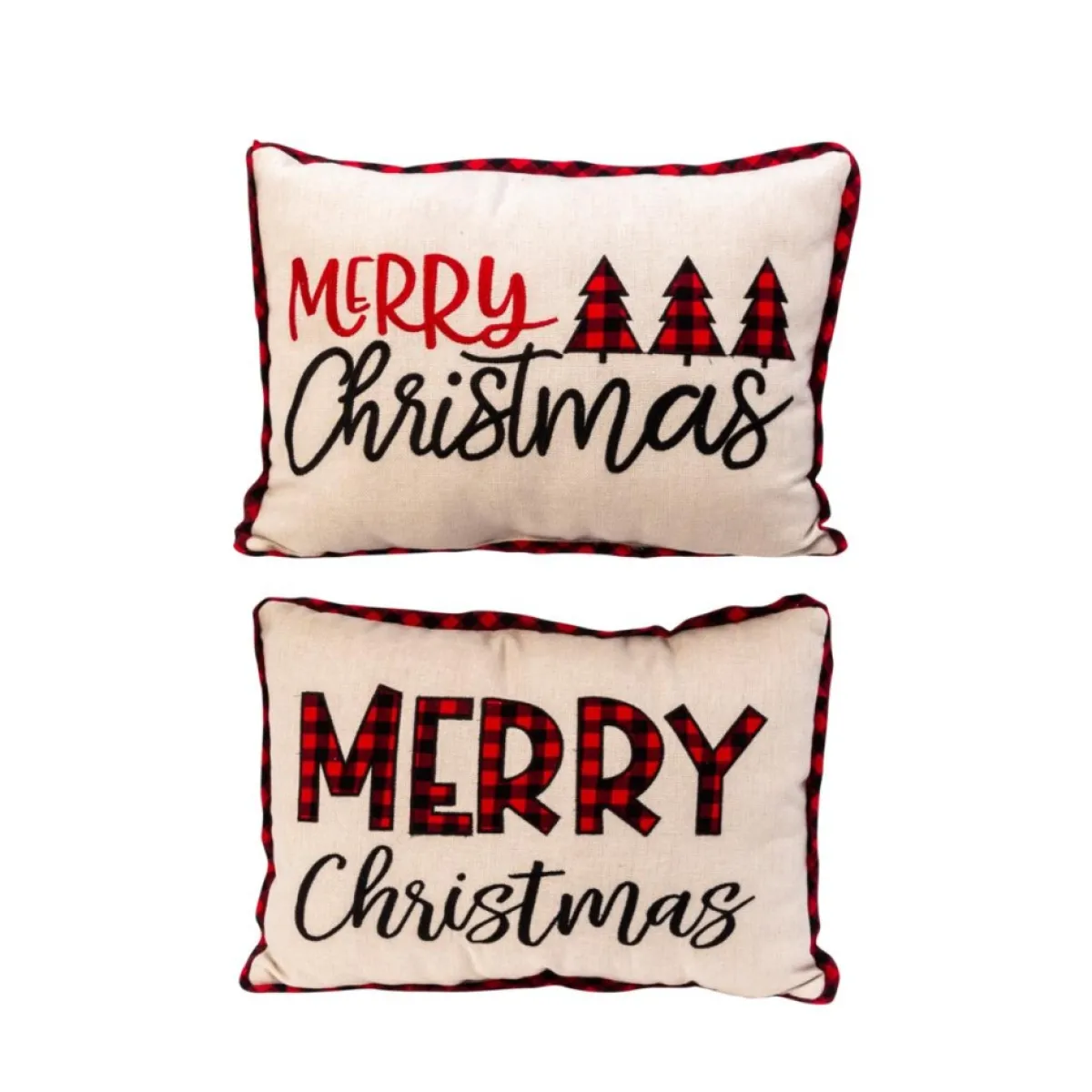 Gerson The Company 2Pk 20"L Fabric Embroidered Merry Christmas Pillow New
