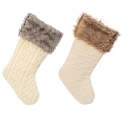 Gerson The Company 2Pk 21"L Knit Fabric Stocking W/ Faux Fur Cuff Online