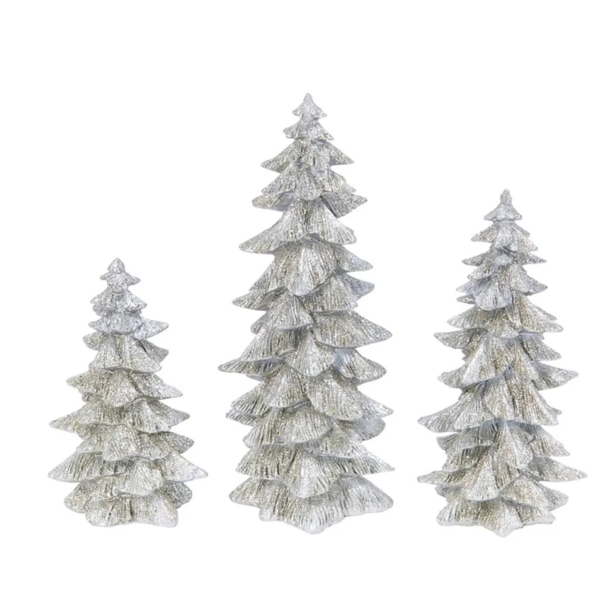 Gerson The Company Set Of 3 Resin Silver Glitter Trees Sale