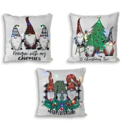 Gerson The Company Set Of 3 16" Lighted Fabric Gnome Design Pillow Best