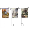 Thomas Kinkade Set Of 3 Seasonal Garden Flags And Stand Discount