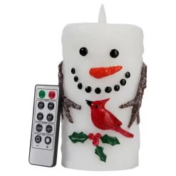 Unmatched Snowman With Cardinal Moving 3D Flame Candle Outlet