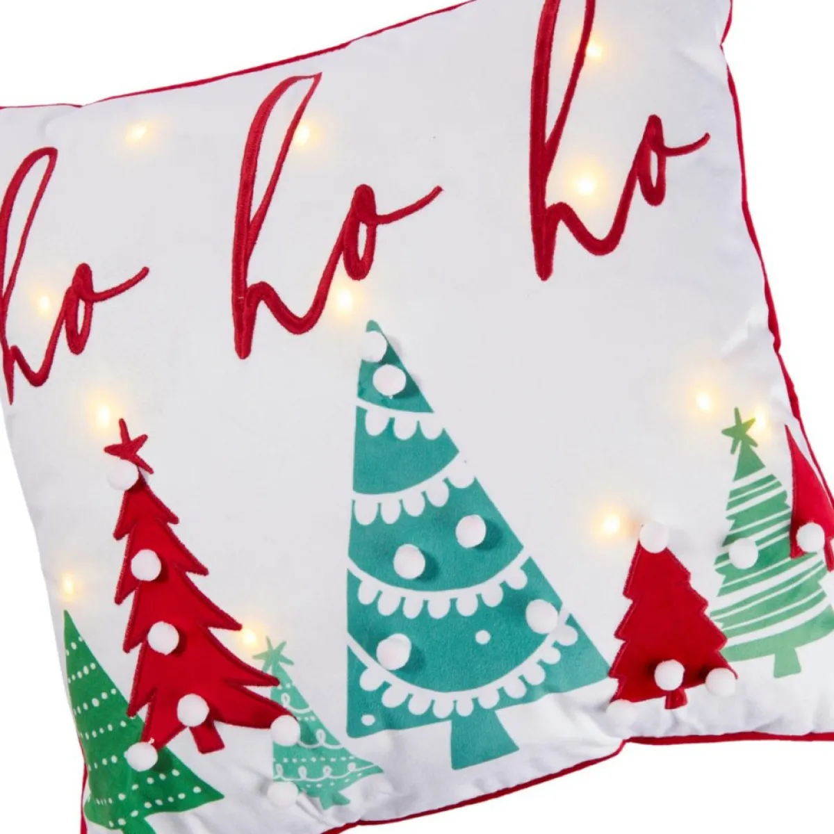 Warm & Cozy 18" X 18" Led Light Up Ho Ho Ho Pillow New