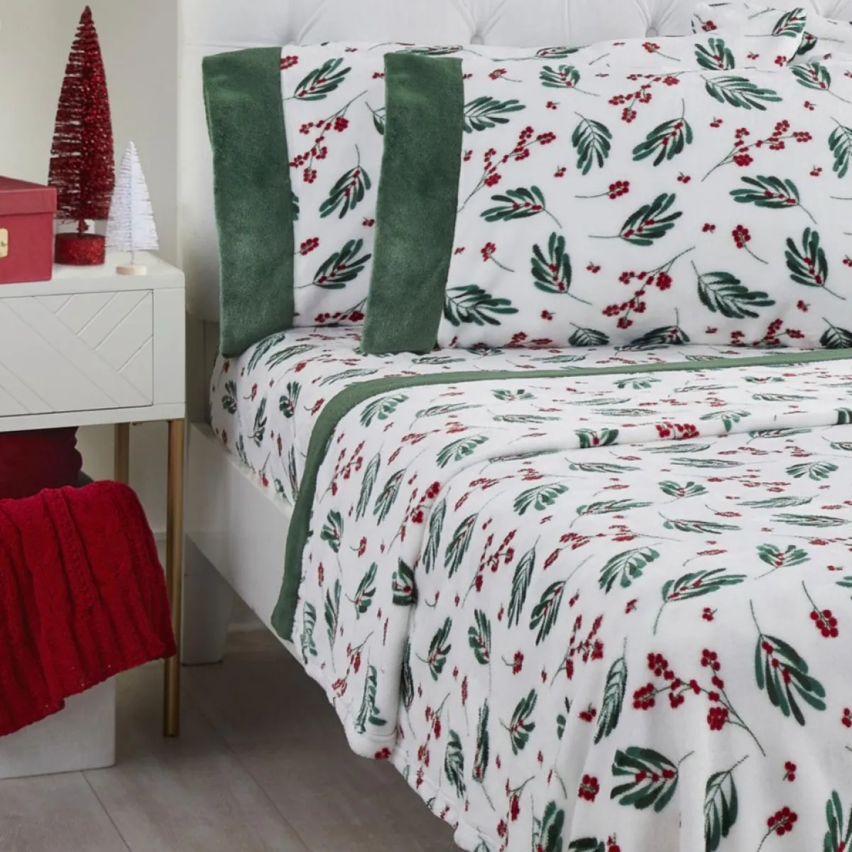 Warm & Cozy Glitter Hem Plush Sheet Set With Extra Pillowcases Best