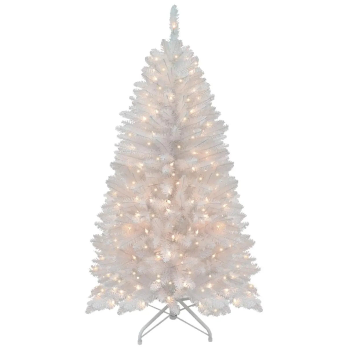 Puleo International White Franklin Fir 4-1/2' Artificial Christmas Tree With Clear Lights Hot