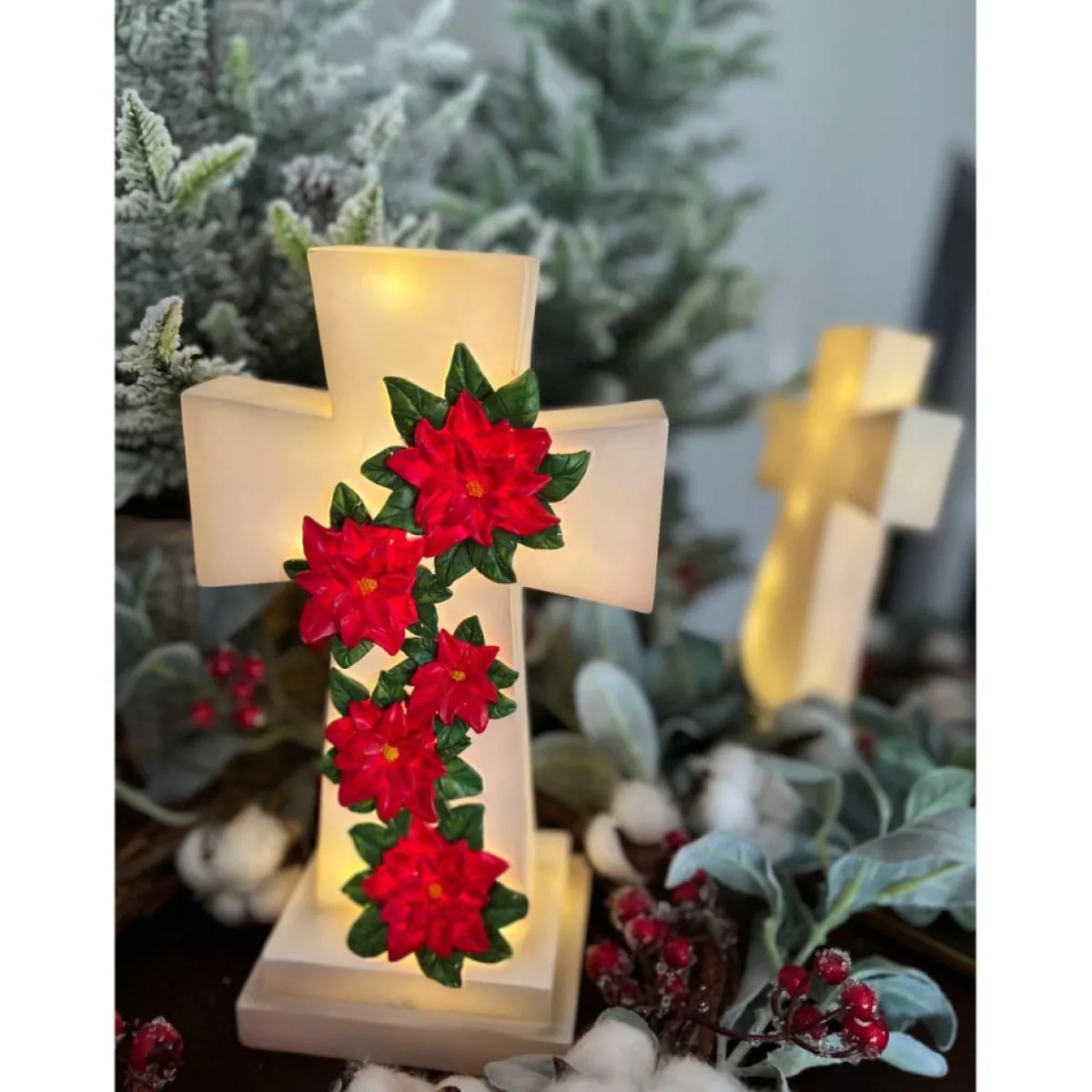Winter Lane 12" Illuminated Holiday Cross With 6-Hour Timer Best