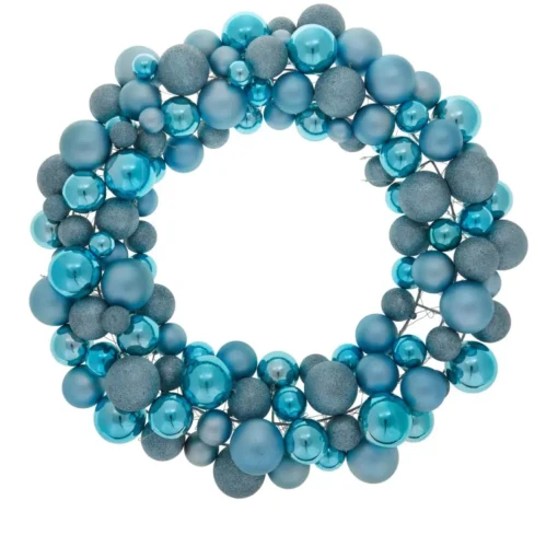 Winter Lane 24" Lighted 60-Led Ornament Wreath With 6-Hour Timer Blue Sale