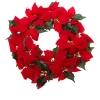 Winter Lane 24" Lighted Poinsettia Wreath With 6-Hour Timer Outlet