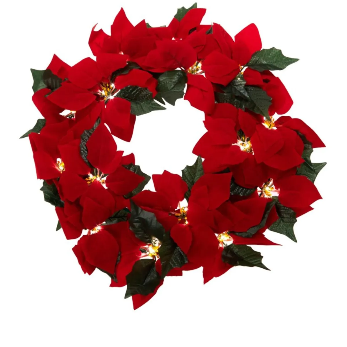 Winter Lane 24" Lighted Poinsettia Wreath With 6-Hour Timer Outlet