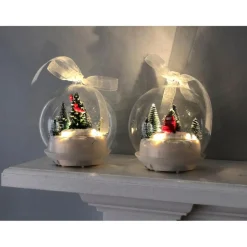 Winter Lane 2 Tabletop Musical Led Ornaments W/Rotating Scene & Timer