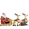 Winter Lane Flat-Tastics Santa & Sleigh With Reindeer Yard Scene Sale