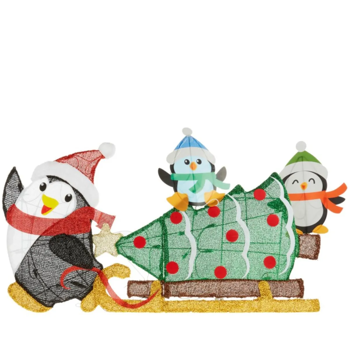 Winter Lane 23.5"H Flat-Tastics Penguins & Sled With Tree Scene Best
