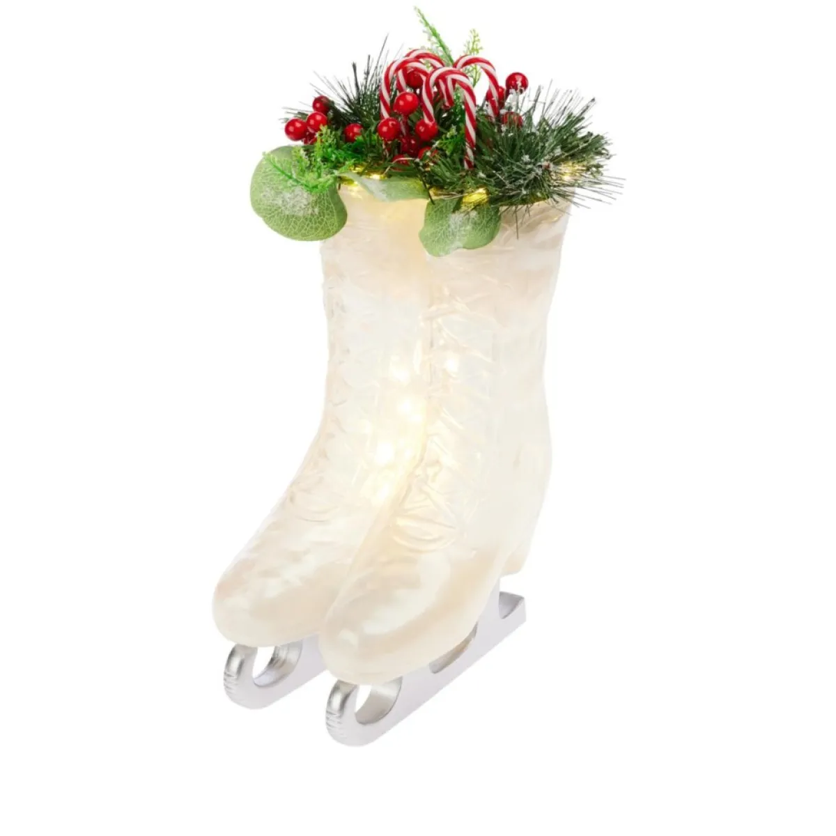 Winter Lane Illuminated Ice Skates With Greenery Clearance